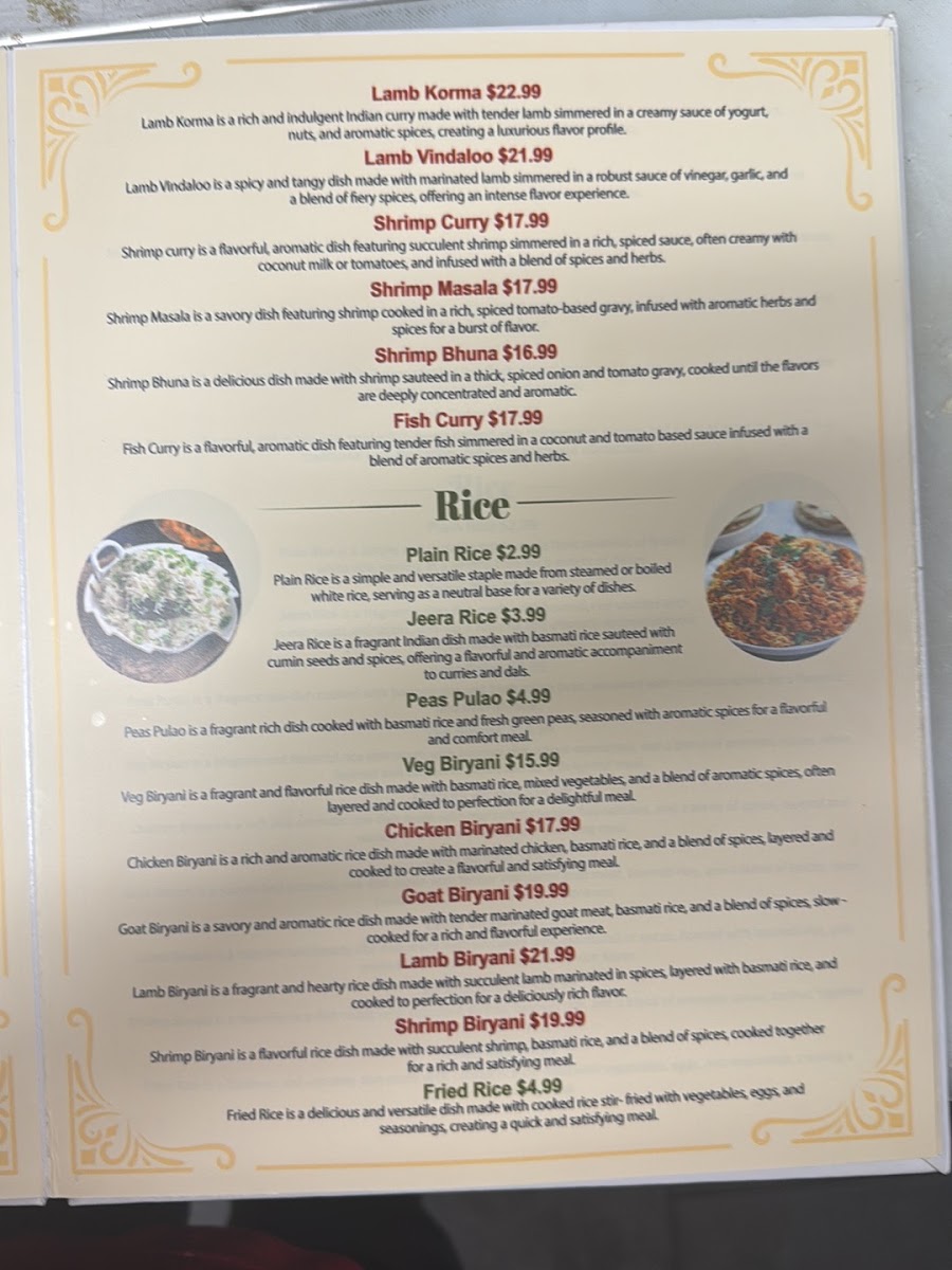 Taj Mahal Indian Restaurant Menu - Image 6